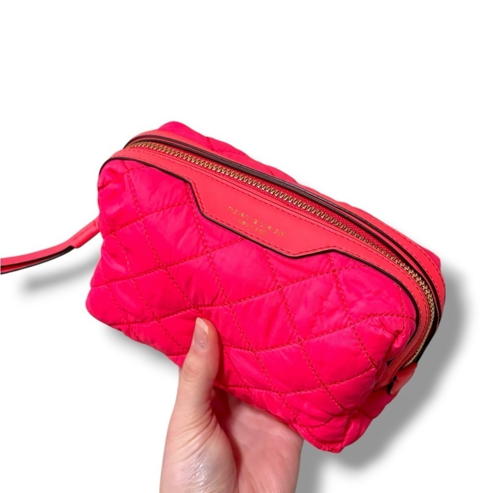Tory Burch Quilted Pink Cosmetic Bag
